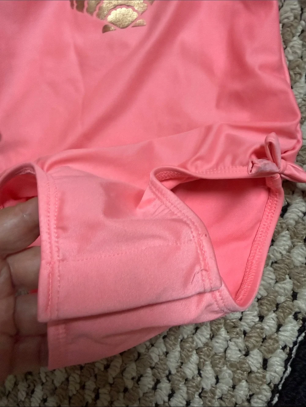 Cat & Jack Pink One-Piece Rash Guard Swimsuit with Rainbow Sleeves